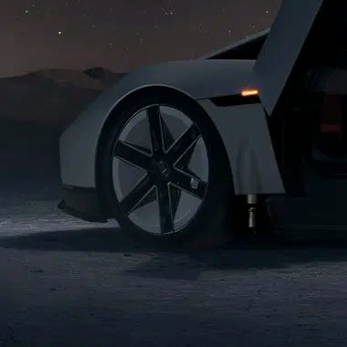 Front wheel at night
